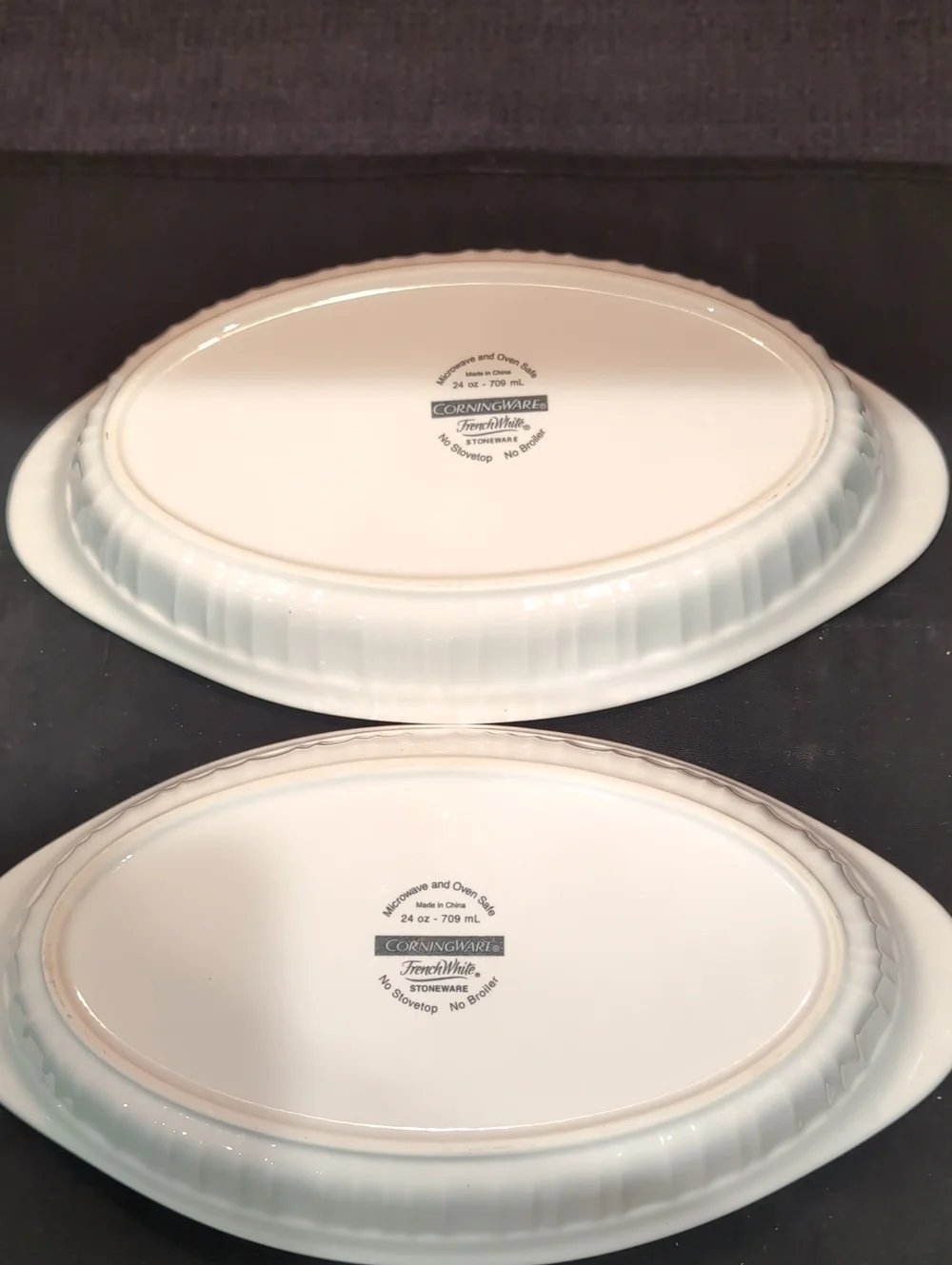 Two (2) French White Corningware Oval  Casserole Baking Dishes 10